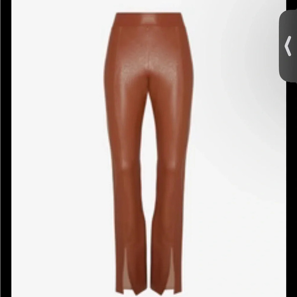 Commando Faux Leather Split Front Pant flare leg brown high rise small new